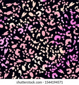 Leopard Print Animal Seamless Pattern. Fur Skin Vector Texture. Cheetah, Jaguar, Panther Camouflage Design Background.