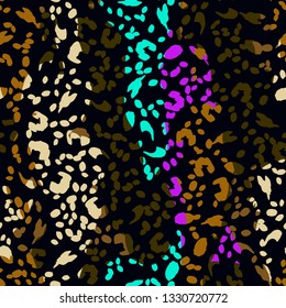 Leopard print animal skin pattern. Bright seamless pattern with leopard texture. Animal pattern.