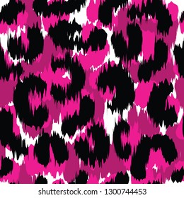 Leopard print animal skin pink seamless vector pattern