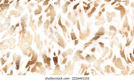 Leopard print background design with natural animal texture and gold stains.