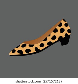 leopard print ballet flat woman's shoes vector art illustration