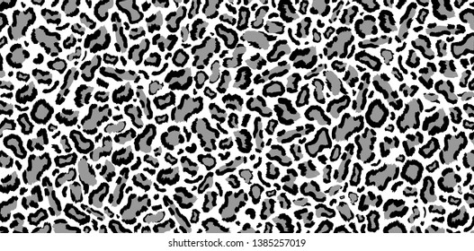 Leopard print, black and white pattern, imitates the skin of a leopard. Great for decorating fabrics, textiles, gift wrapping design, any printed materials, including advertising.