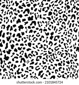 Leopard print black white pattern, seamless modern background.