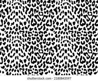 Leopard print black and white texture vector seamless fashion design for clothes, paper, fabric.