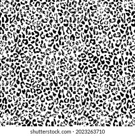 
Leopard print, black-white background cats seamless pattern.