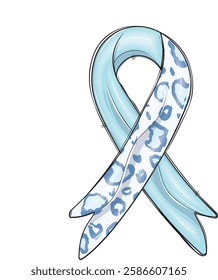 Leopard Print Blue ribbon Coquette Diabetes Awareness, In November we wear blue, Hope, Retro Blue Ribbon Awareness
