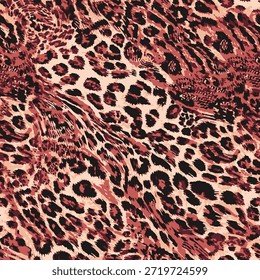 Leopard impressão com contraste de negrito sobre fundo têxtil vetor estilo selvagem sem costura