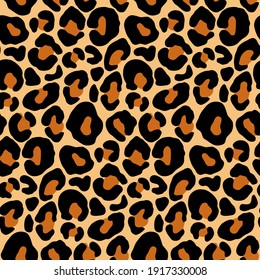 Leopard print, cheetah seamless pattern, jaguar texture. Jungle exotic background. Leo repeat vector design. Wild Animals fur illustration. Abstract camouflage for textile, wallpaper, fabric.