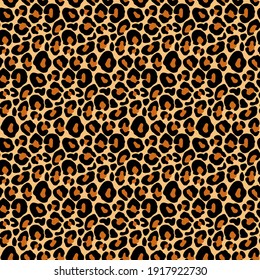 Leopard print, cheetah seamless pattern, jaguar texture. Jungle exotic background. Leo repeat vector design. Wild Animals fur illustration. Abstract camouflage for textile, wallpaper, fabric.