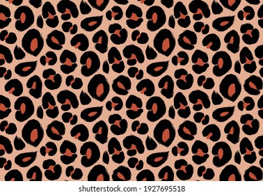 Leopard print, cheetah seamless pattern, jaguar texture. Jungle exotic background. Leo repeat vector design. Wild Animals fur illustration. Abstract camouflage for textile, wallpaper, fabric.