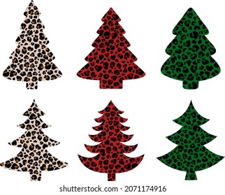 Leopard print Christmas tree vector illustration