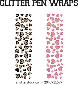 leopard print glitter pen wraps svg, leopard cheetah wraps, Glitter Pen pattern , Glitter pen wraps for waterslide, window pen cheetah
 svg