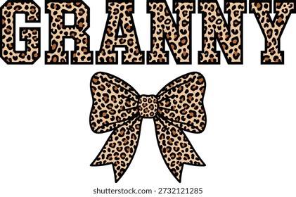Estampado de leopardo "Granny typography" con detalles de lazo en diseño negro y marrón