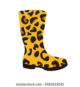 Leopard Print Gumboot Icon Vector Illustration