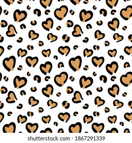 Leopard print heart pattern. Animal pattern background, wallpaper, wrapping and textile
