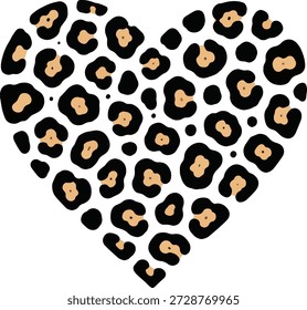 Ilustración vectorial de corazón con estampado de leopardo