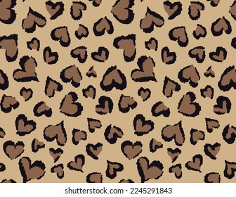 leopard print from hearts vector trendy animal seamless pattern