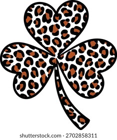 Leopard Print Heart-Shaped Shamrock Vector