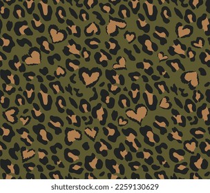 
Leopard print khaki texture vector seamless pattern for textile, disguise, wild cat