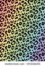 Impresión de leopardo sobre un fondo arco iris - patrón vectorial
