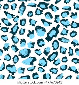 Leopard print pattern. Blue-black spots on a white background.