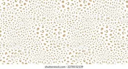 Leopard print pattern. Golden vector seamless background. Animal skin texture of jaguar, leopard, cheetah, panther, puma. Jungle wildlife theme. Gold and white pattern with spots. Repeat design