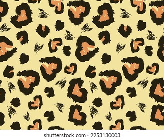 Leopard print pattern with heart vector seamless background for textile.