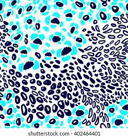 Leopard print pattern neon color. layers effect animal spots. Vector animal background.