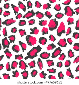 Leopard print pattern. Red-black spots on a white background.