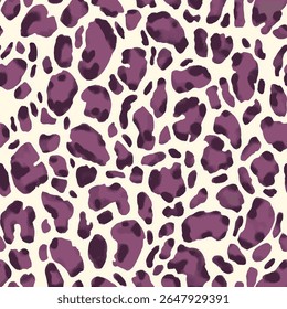 Leopard print pattern, in shades of purple and white, Leopard seamless pattern, seamless repeating vector pattern, design and pattern for textile print. Vector illustration.