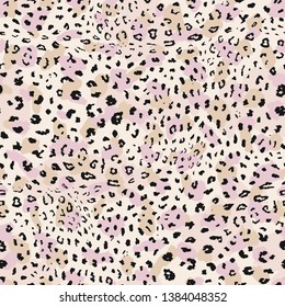 Leopard print pattern. Vector seamless background. Animal skin texture of jaguar, leopard, cheetah, panther, puma. Jungle wildlife theme. Pattern with spots. Repeat design for decor, textile, fabric