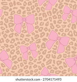 Estampado de leopardo con lazo rosa sin patrón