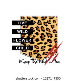 leopard print pocket, slogan for T-shirt printing design and various jobs, typography,  vector.