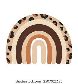 Leopard print rainbow vector illustration in browns and beiges on a white background