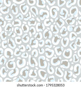 Leopard print repeat pattern design with light grey background. Great for home decor, wrapping, fashion, scrapbooking, wallpaper, gift, kids, apparel.