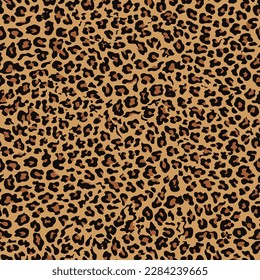 Leopard print seamless animal pattern vector trendy background, cat skin.