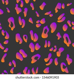 leopard print, seamless gradient animal pattern, vector neon organic shapes, color vector fashion background