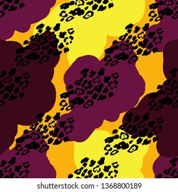Leopard print seamless pattern. Animal skin texture. Vector illustration. Graphic element for design. Can be used for wallpaper, textile, invitation card, wrapping, web page background.