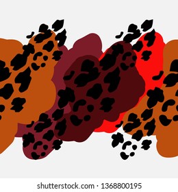 Leopard print seamless pattern. Animal skin texture. Vector illustration. Graphic element for design. Can be used for wallpaper, textile, invitation card, wrapping, web page background.