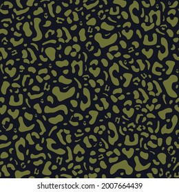 Leopard print seamless pattern. Animal skin exotic texture for fabric, apparel, wrapping, wallpaper. Vector background olive color