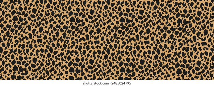 Leopard print. Seamless leopard pattern. Animal leopard skin background with black and brown spots on beige backdrop. Fashion stylish vector texture. Vector EPS 10