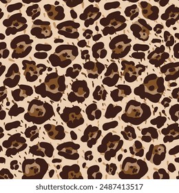 Leopard Print Seamless Pattern. Animal Skin. Abstract Pattern. Hand Drawn Leopard Skin Background. Vector Tile with Wild Animal Fur.