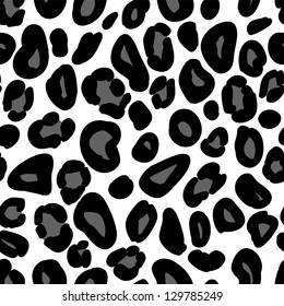 Leopard print seamless pattern in black and white, vector