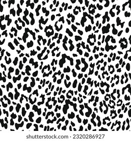 
Impresión de leopardo patrón sin fisuras fondo negro y blanco, manchas de gato en ropa de impresión, papel, tela.