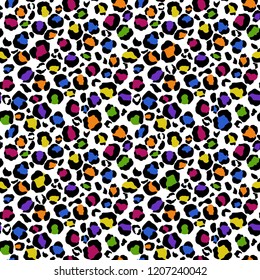 Leopard Print Seamless Pattern - Leopard print design in rainbow colors