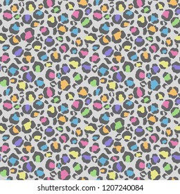 Leopard Print Seamless Pattern - Leopard print design in pastel rainbow colors