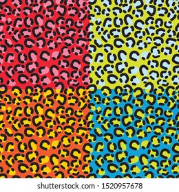 Leopard Print Seamless Pattern in different colors