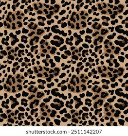 
Leopard print seamless pattern, modern trendy design with spots, wild cat background