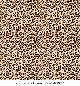 Huella leopardo. Patrón sin foco. Punto animal repetitivo. Fondo gráfico marrón. Gaguar de piel repetida para impresiones de diseño. Pañador de puntos de repetición abstractos de textura. Fur cheetah dot. Ilustración del vector