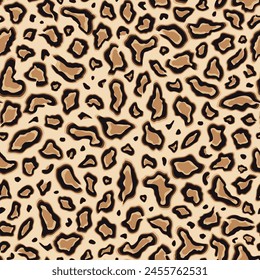 Leopard print. Seamless pattern. Repeating animal spot. Brown graphic background. Repeated skin jaguar for design prints. Texture abstract repeat spots panther. Fur cheetah dot. Vector illustration